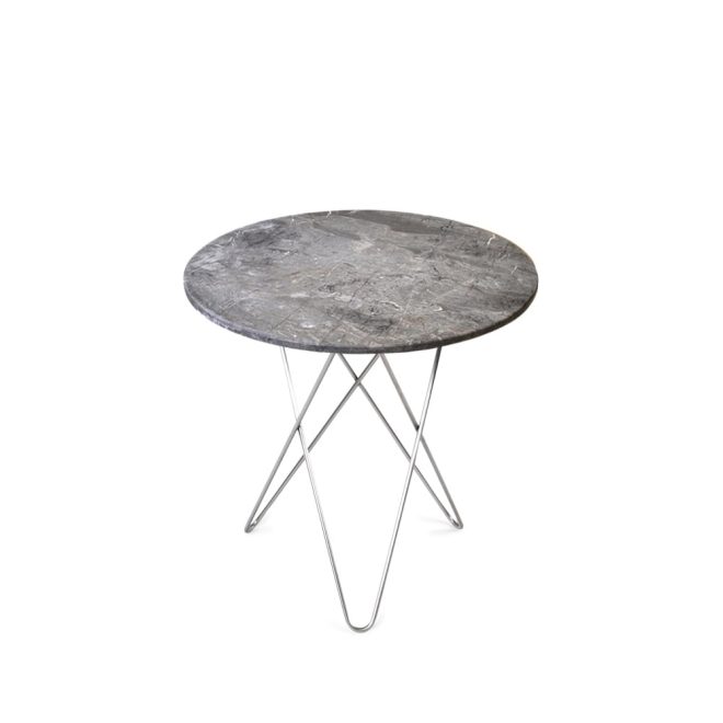 Ox denmarq tall mini o table soffbord marmor grå, rostfritt stativ