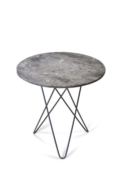 Ox denmarq tall mini o table soffbord marmor grå, svartlackat stativ