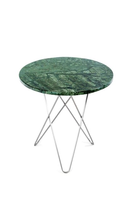 Ox denmarq tall mini o table soffbord marmor grön, rostfritt stål