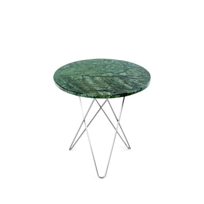 Ox denmarq tall mini o table soffbord marmor grön, rostfritt stål
