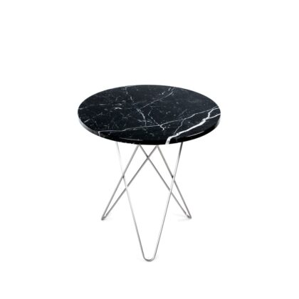 Ox denmarq tall mini o table soffbord marmor svart, rostfritt stativ