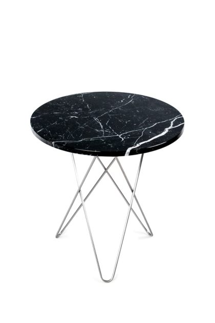 Ox denmarq tall mini o table soffbord marmor svart, rostfritt stativ