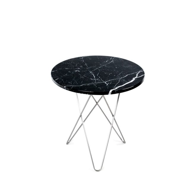 Ox denmarq tall mini o table soffbord marmor svart, rostfritt stativ