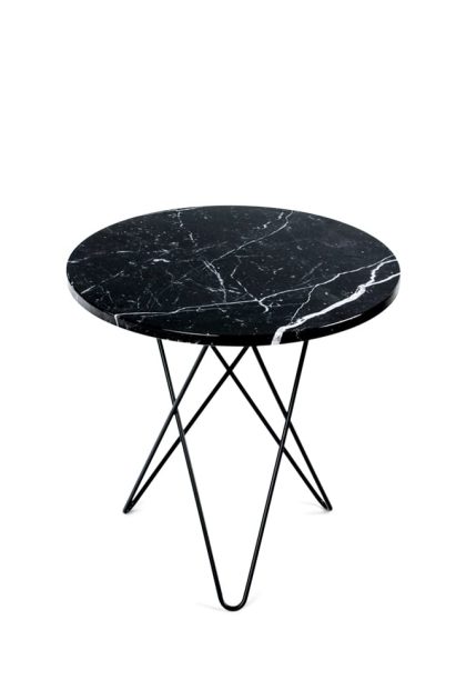 Ox denmarq tall mini o table soffbord marmor svart, svartlackat stativ