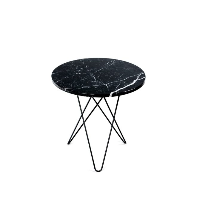 Ox denmarq tall mini o table soffbord marmor svart, svartlackat stativ