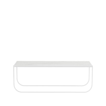 Asplund tati lounge low soffbord marmor vit, vitlackat stativ