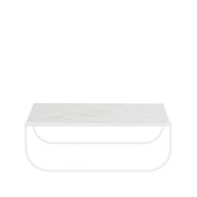 Asplund tati low soffbord marmor vit, vitt stativ