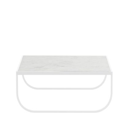 Asplund tati high soffbord marmor vit, vitt stativ