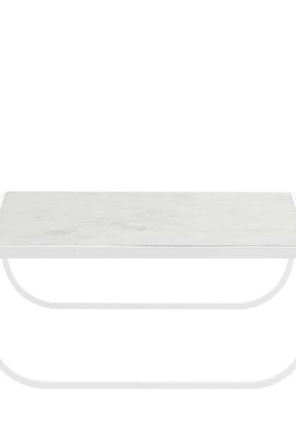 Asplund tati high soffbord marmor vit, vitt stativ