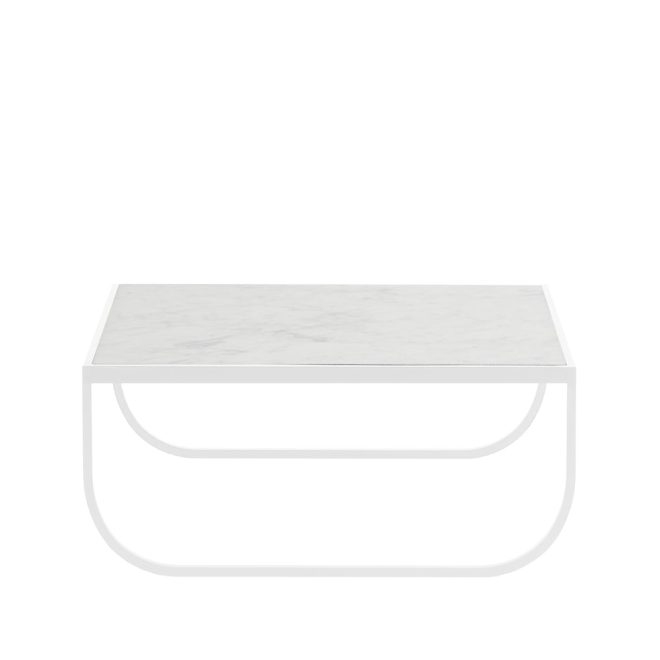Asplund tati high soffbord marmor vit, vitt stativ