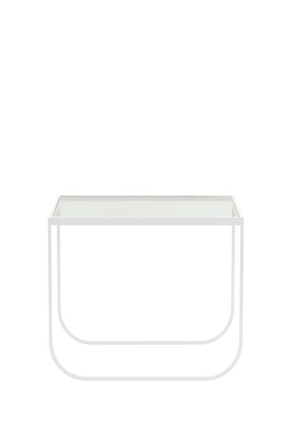 Asplund tati square soffbord glas, vitt stativ