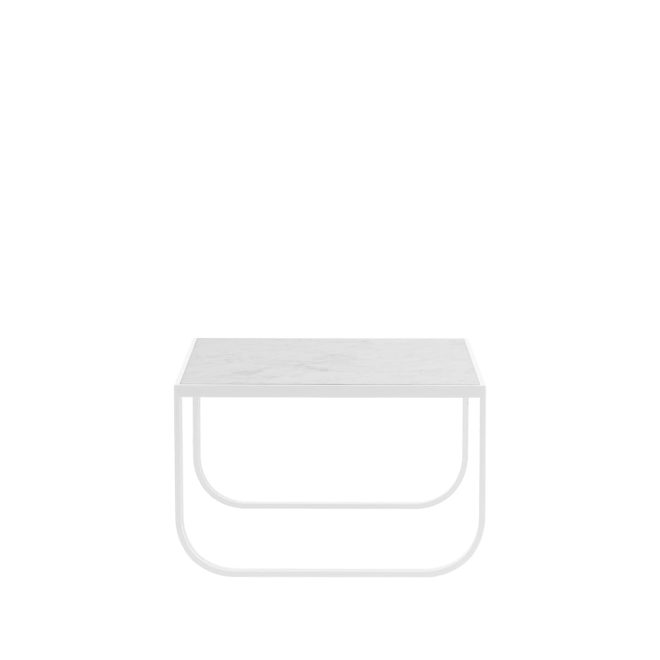 Asplund tati square soffbord marmor vit, vitt stativ