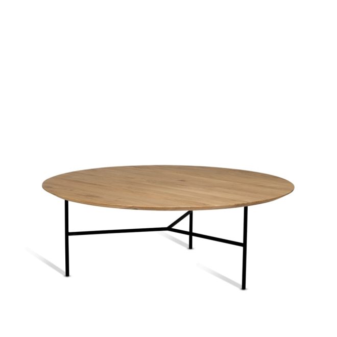 Mavis tribeca soffbord ek lack, svarta ben, ø110