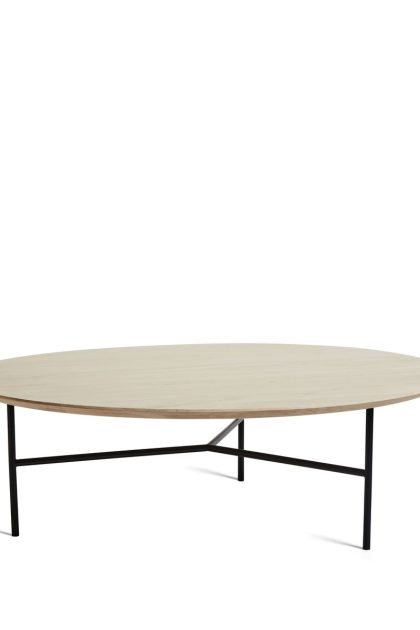 Mavis tribeca soffbord ek såpad rustik, svarta ben, ø110