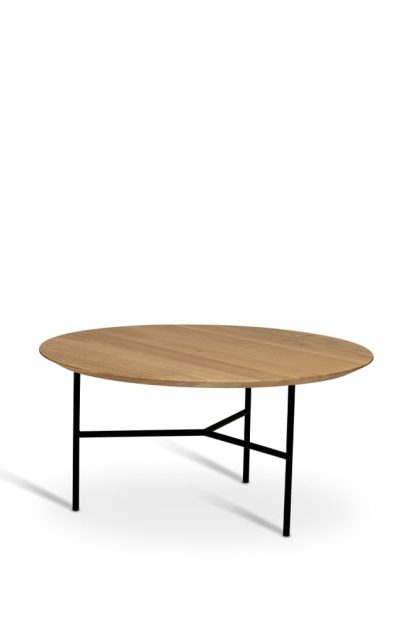 Mavis tribeca soffbord ek lack, svarta ben, ø80