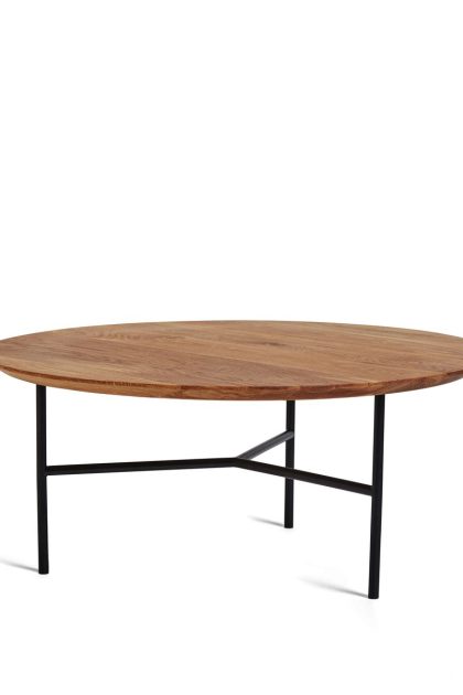 Mavis tribeca soffbord ek olja rustik, svarta ben, ø80