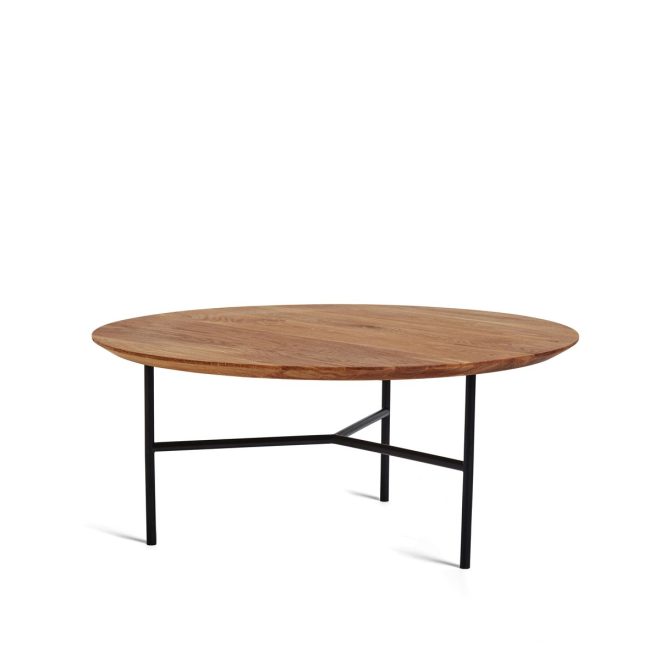 Mavis tribeca soffbord ek olja rustik, svarta ben, ø80