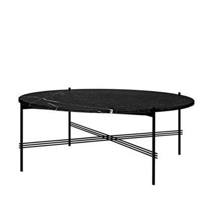 Gubi ts round soffbord black marquina marble, ø105, svart stativ
