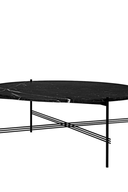 Gubi ts round soffbord black marquina marble, ø105, svart stativ