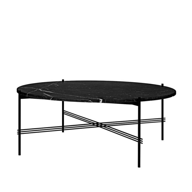 Gubi ts round soffbord black marquina marble, ø105, svart stativ