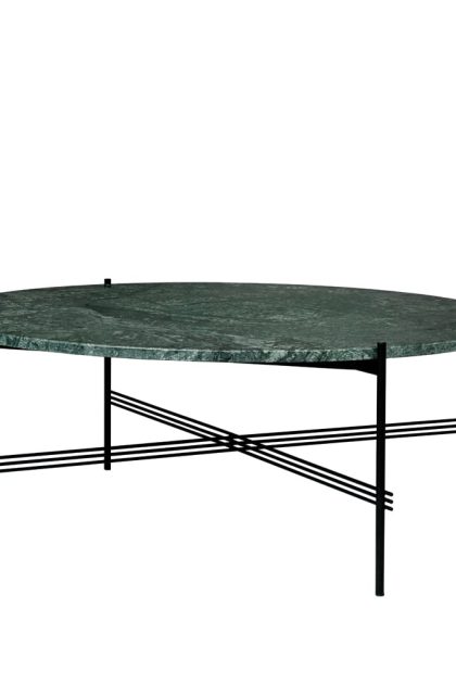 Gubi ts round soffbord green guatemala marble, ø105, svart stativ