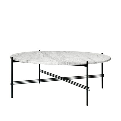 Gubi ts round soffbord white carrara marble, ø105, svart stativ