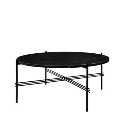 Gubi ts round soffbord black marquina marble, ø80, svart stativ