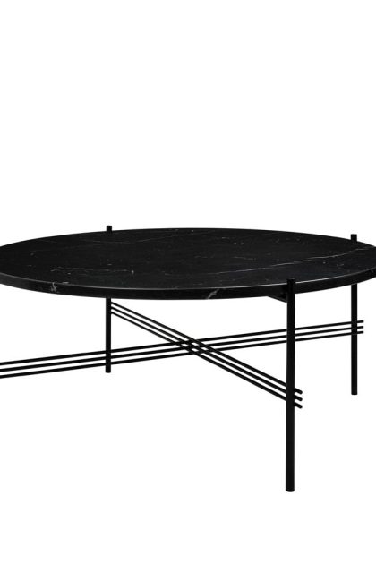 Gubi ts round soffbord black marquina marble, ø80, svart stativ