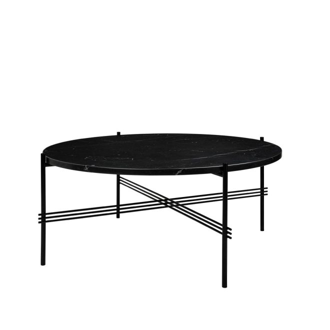 Gubi ts round soffbord black marquina marble, ø80, svart stativ