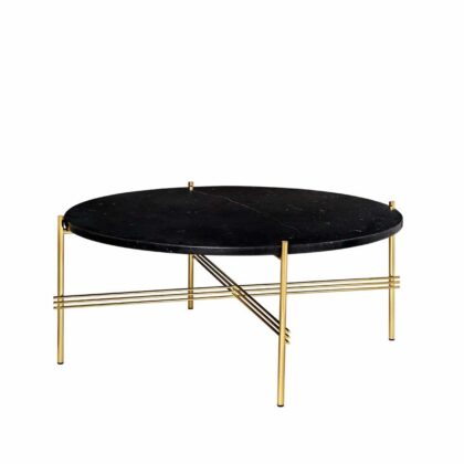 Gubi ts round soffbord black marquina marble, ø80, mässingsstativ