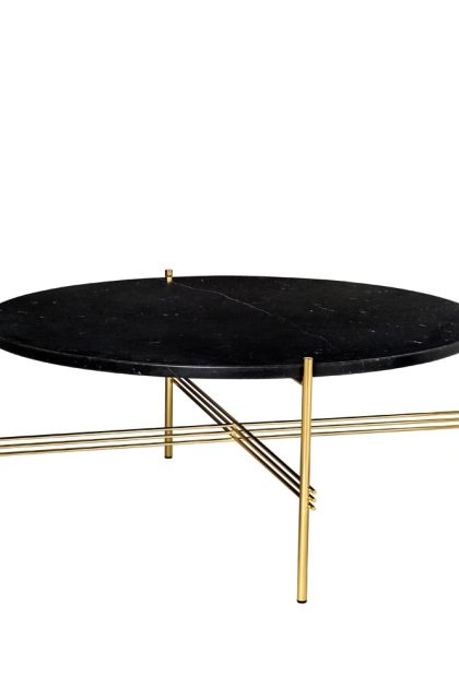 Gubi ts round soffbord black marquina marble, ø80, mässingsstativ
