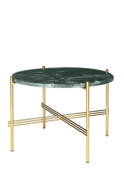 Gubi ts round soffbord green guatemala marble, ø55, mässingsstativ