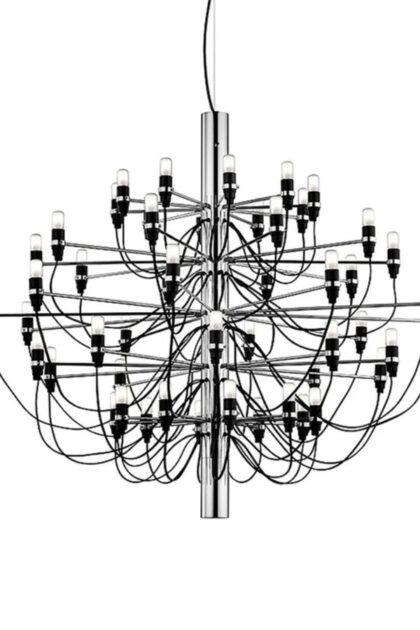 2097 sarfatti ljuskrona led i krom 50 lampor