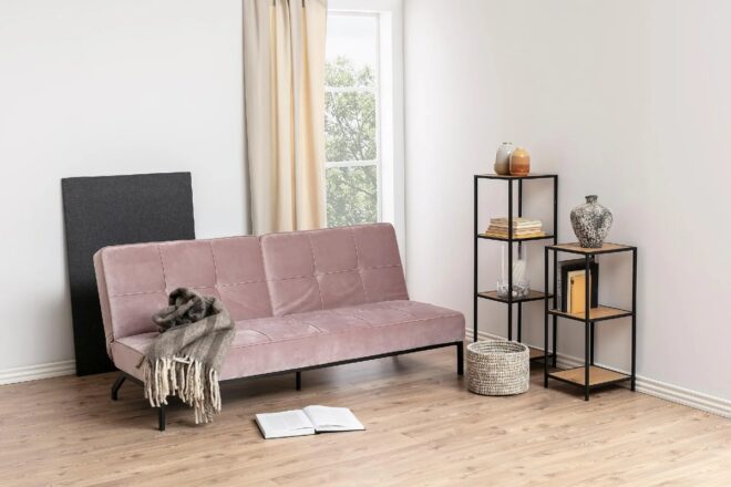 Bäddsoffa vanco rosa sammet
