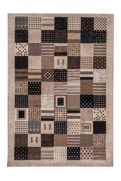 Wiltonmatta - Ethno Square (brun/grå) (Storlek: 200 x 290 cm)