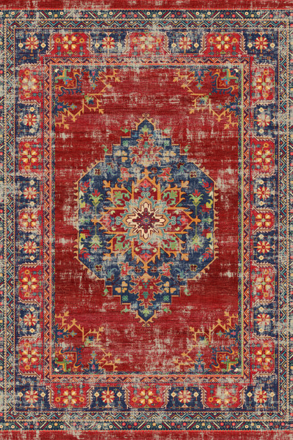 Wiltonmatta - Soussi (röd/multi) (Storlek: 290 x 290 cm (kvadrat))