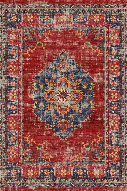 Wiltonmatta - Soussi (röd/multi) (Storlek: 290 x 290 cm (kvadrat))