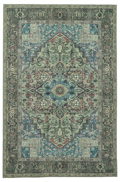 Flatvävd matta - Birjand (grön) (Storlek: 230 x 340 cm)