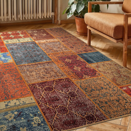 Flatvävd matta - Myrina (röd/multi) (Storlek: 230 x 340 cm)