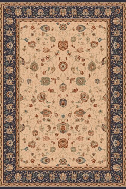 Wiltonmatta - Angelica (beige/marinblå) (Storlek: 160 x 230 cm)