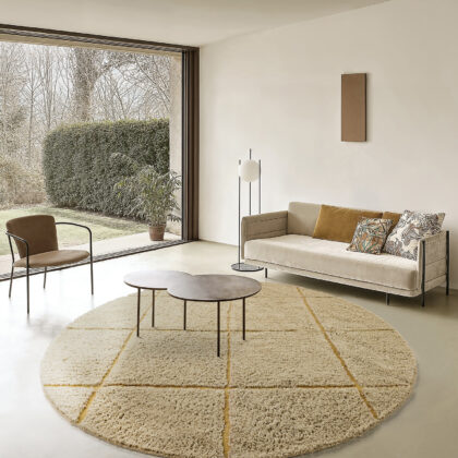 Rund matta - Bellevue Natural Cotton Shaggy (beige/brun) (Storlek: Ø 240 cm)