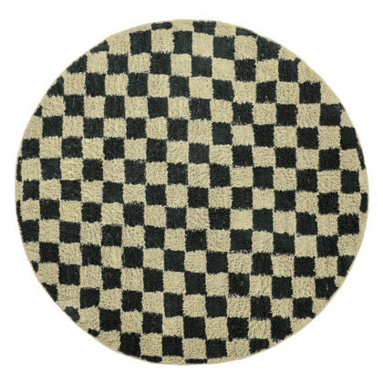 Rund matta - Elsey Natural Cotton Shaggy (svart/beige) (Storlek: Ø 240 cm)