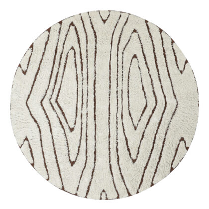 Rund matta - Kindon Natural Cotton Shaggy (offwhite/brun) (Storlek: Ø 240 cm)