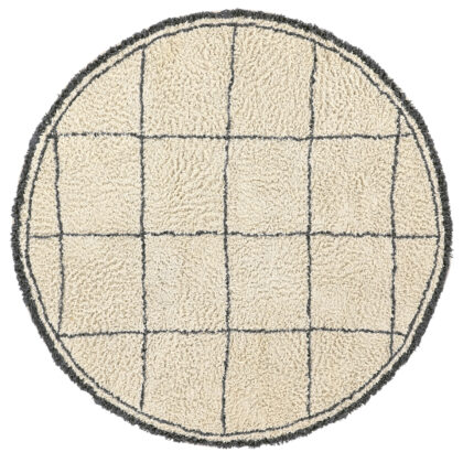 Rund Matta - Lana Natural Cotton Shaggy (creme/mörkgrå) (Storlek: Ø 240 cm)