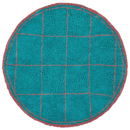 Rund Matta - Lana Natural Cotton Shaggy (turkos/rosa) (Storlek: Ø 240 cm)