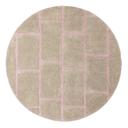 Rund matta - Lindley Natural Cotton Shaggy (beige/rosa) (Storlek: Ø 240 cm)