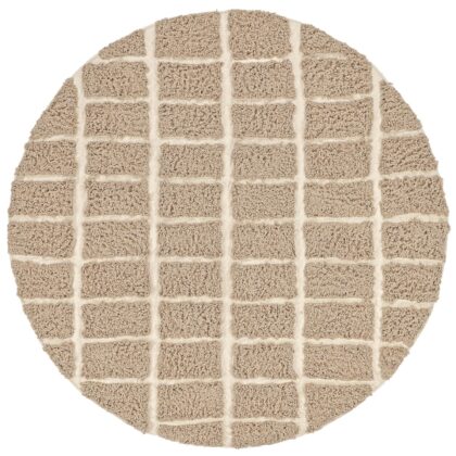Rund Matta - Zola Natural Cotton Shaggy (beige) (Storlek: Ø 240 cm)