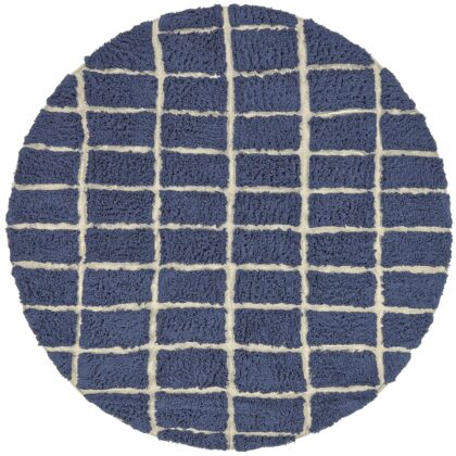 Rund Matta - Zola Natural Cotton Shaggy (blå) (Storlek: Ø 240 cm)