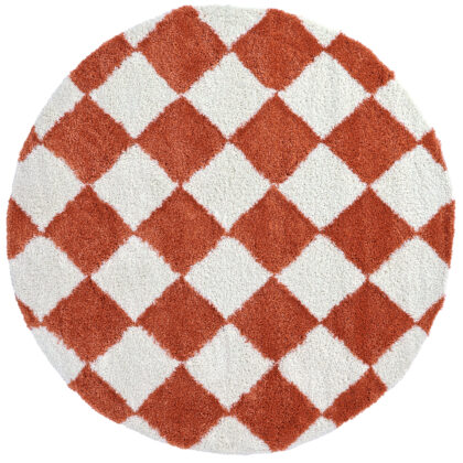 Runda mattor - Albi (vit/orange) (Storlek: Ø 200 cm)