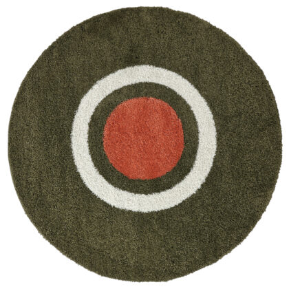 Runda mattor - Alsace (grön/vit/orange) (Storlek: Ø 200 cm)